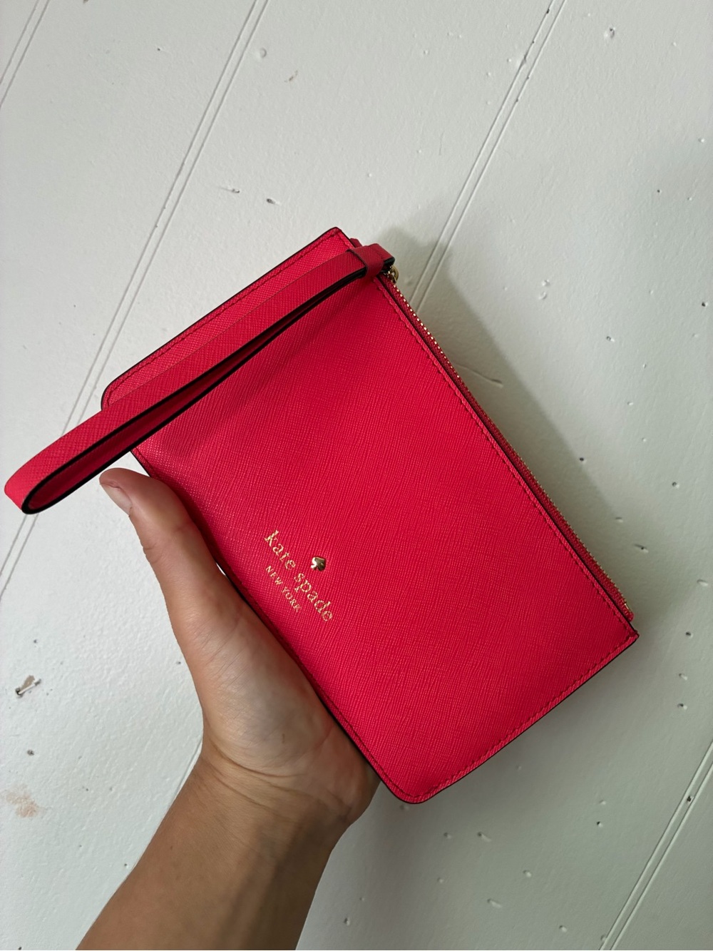 Kate Spade New York Hot Pink Saffiano Leather Wristlet Wallet Clutch